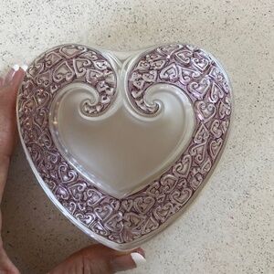 Antique Lalique Heart Shaped Glass Trinket Box